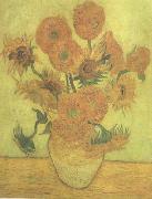 Vincent Van Gogh Still life Vase with Fourteen Sunflowers (nn04) oil painting on canvas